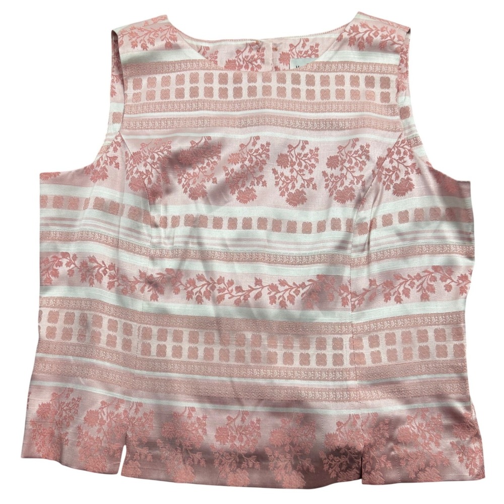 Miss Dorby Petites Pink Floral Brocade Asian Sleeveless Tank Retro Brocade